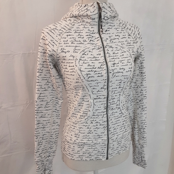 Lululemon Rare Scuba Hoodie II Manifesto Script Ghost Black White Jacket - XS - Picture 6 of 11